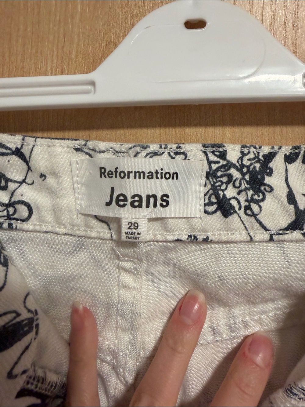 Reformation Abstract Sketch Print High-Waist straight Pants - White/Black - Picture 4 of 4